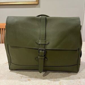 Olive Green Leather Messenger Bag/ briefcase